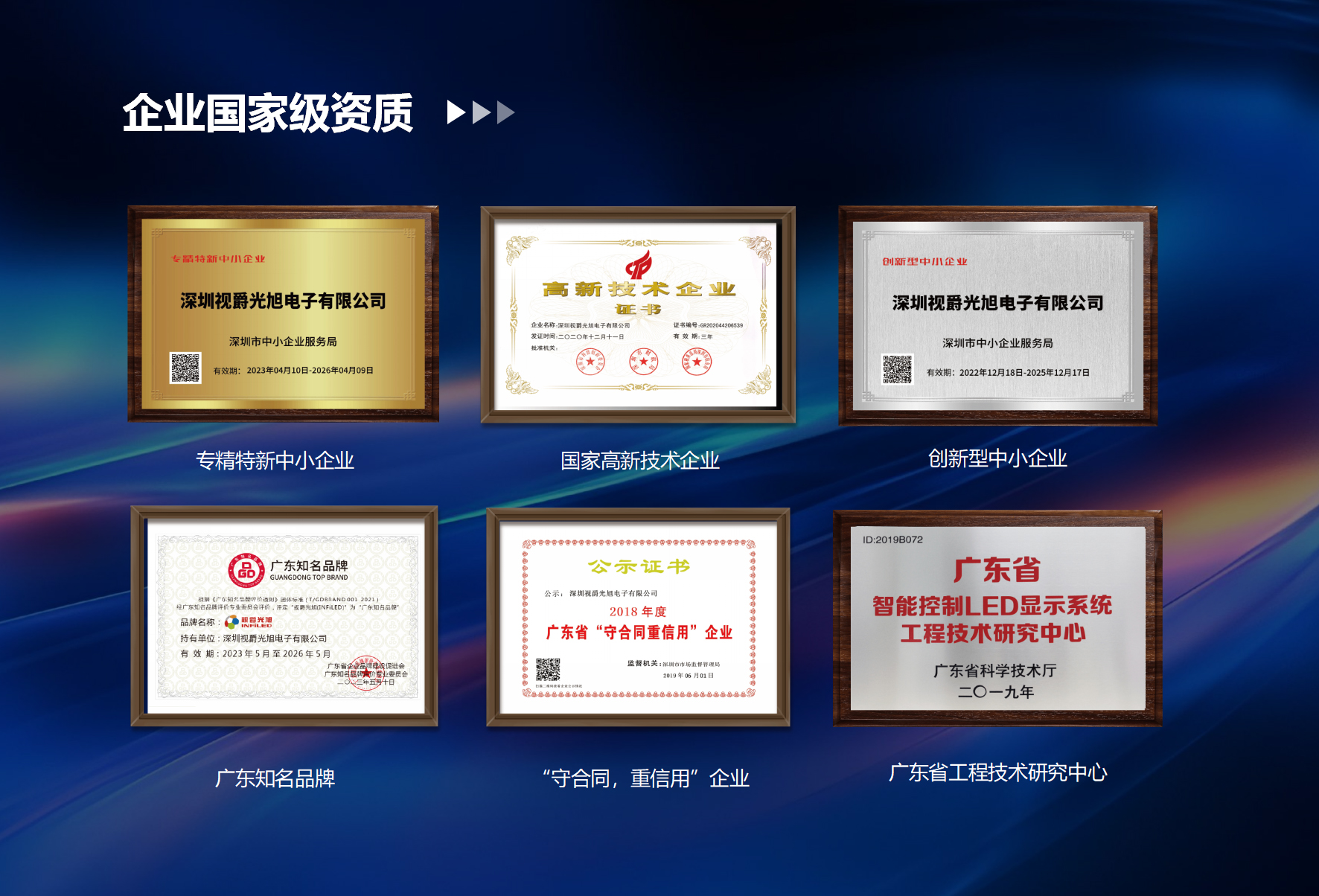 視爵光旭榮譽(yù)墻